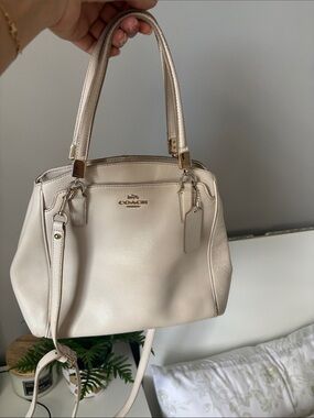 Coach Cream Pebble Leather Shoulder Bag with Gold Hardware